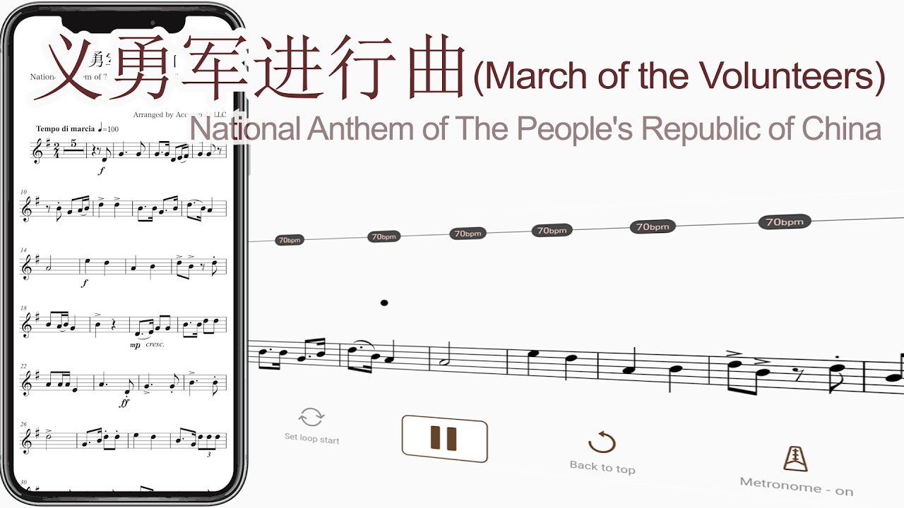 义勇军进行曲(March of the Volunteers)|National Anthem of The People'sRepublic of China【Violin Sheet Music】