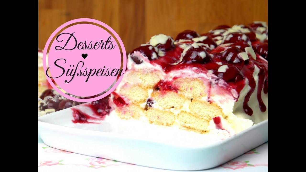 Schnelles NO BAKE Dessert mit Mascarponecreme und Kirschen I Last Minute Rezept ohne backen