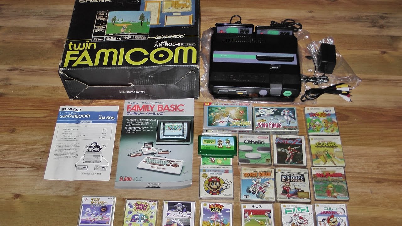 SHARP Twin Famicom AN-505-BK + 18 Games from Ebay Unboxing