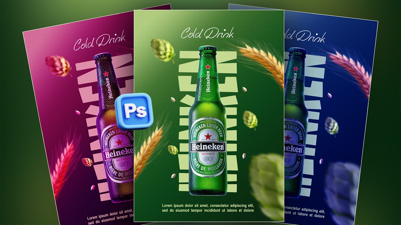 How to Design a Premium Heineken Ad Poster?