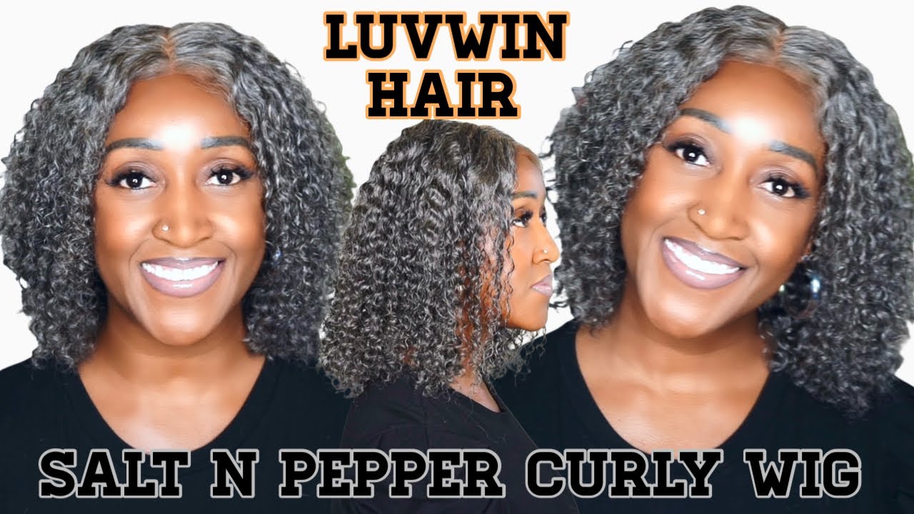 Glueless Salt and Pepper Curly Bob Human Hair Lace Closure Wig - @Luvwinhair