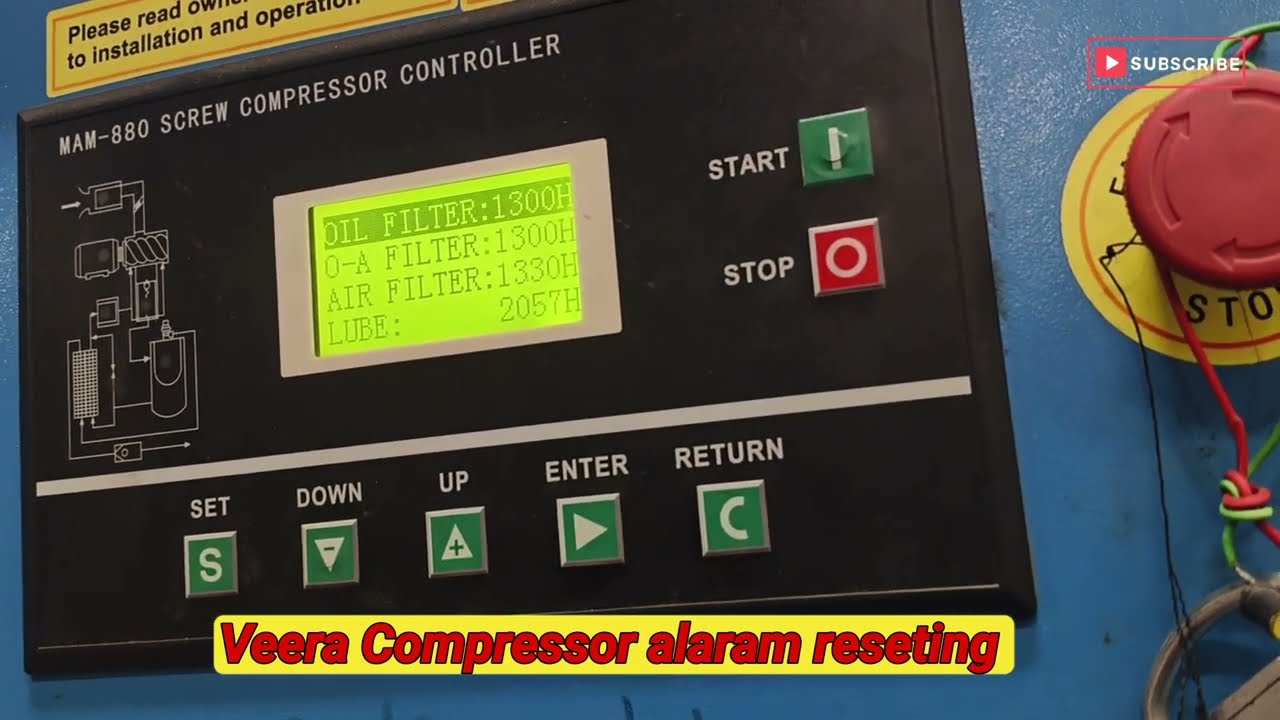 Veera Compressor Alarm Reset | Oil, Air Filter & Oil Filter Setting password kaise khole