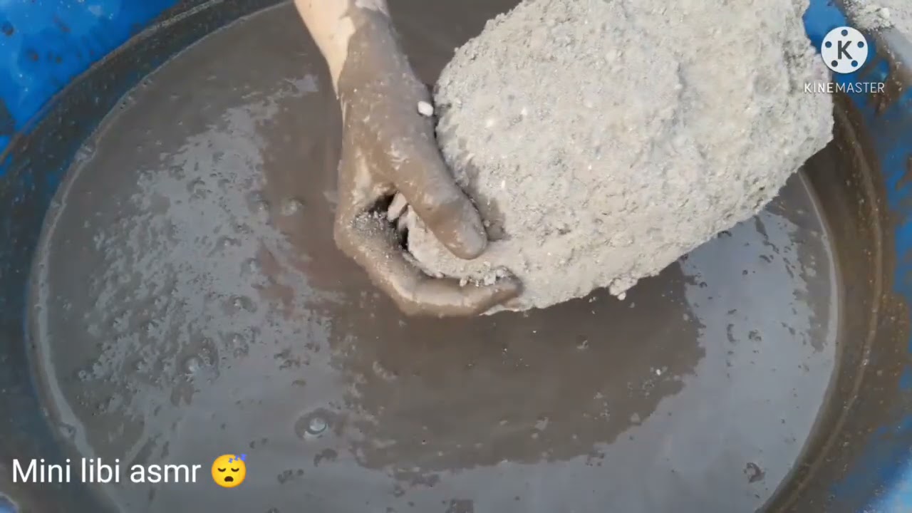 Crunchy sand cament dry floor water crumbling asmr by mini libi 🤤💦