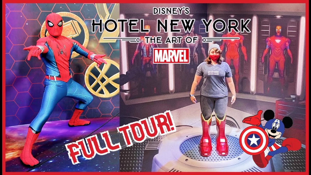 Disney's Hotel NEW YORK the Art of Marvel ⭐⭐⭐⭐ FULL TOUR! (Shop, Super Hero Station, Pool, Gym etc)