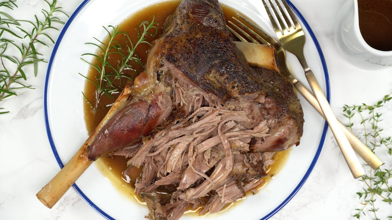 Slow Roast Leg of Lamb - fall off the bone delicious. #lamb #cookingvideo #recipe #slowroastlamb