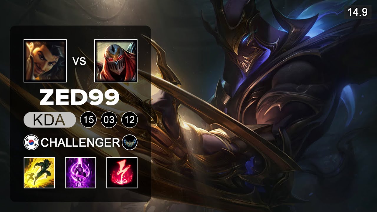 Zed vs Akshan Mid - KR Grandmaster - Patch 14.9 Season 14