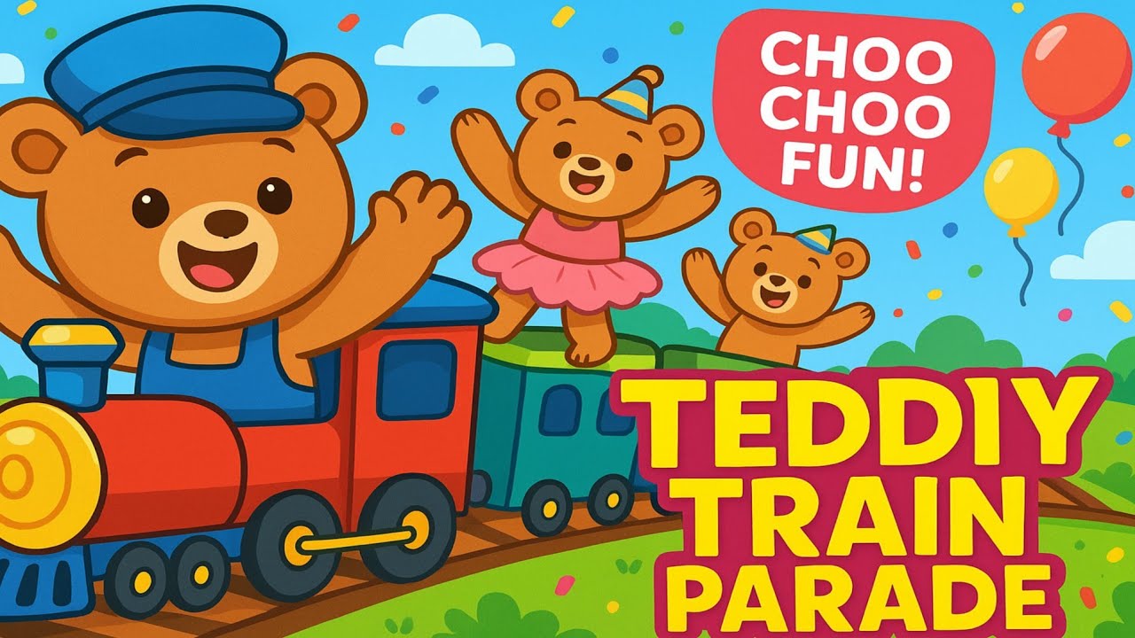 Choo Choo Teddy Train Song | Cute Bear Parade for Kids | Nursery Rhyme with Dancing Bears