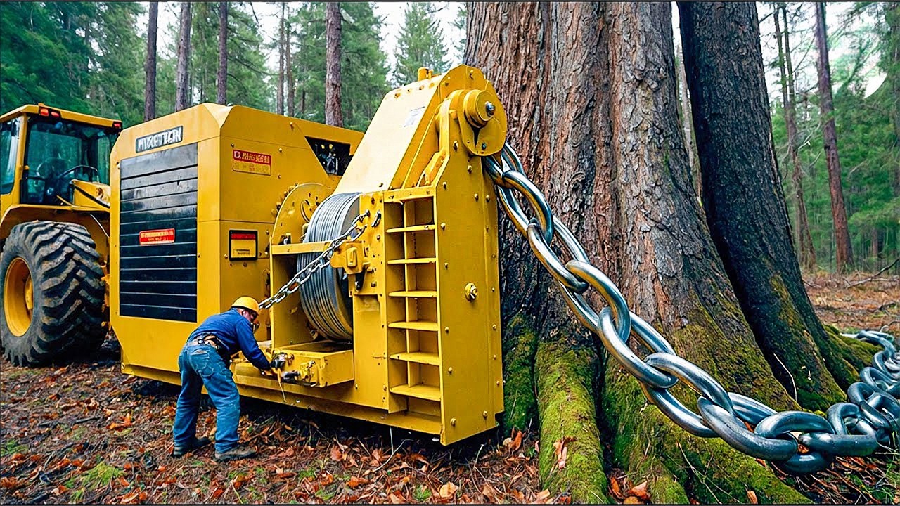 Extreme Chainsaw Skills: Most Dangerous Tree Cutting | MONSTER Stump Removal #12