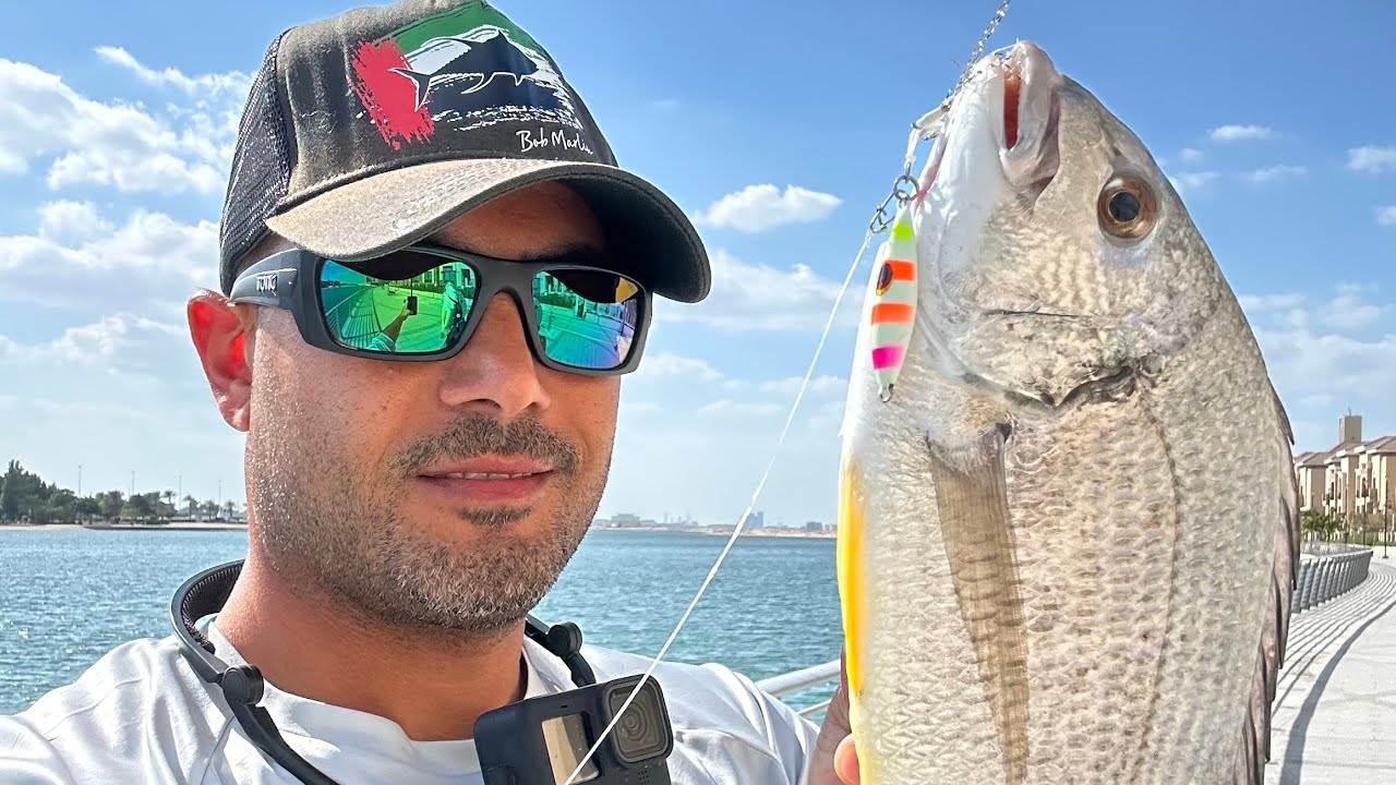 One drop, one catch 😁 #fishingforfun #shorefishing #jigging #slowjig #abudhabi #lovefishing