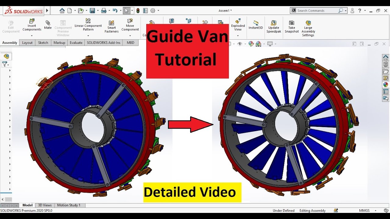 How to Make Guide Vane Assembly of a Turbine in SolidWorks Detailed Video Tutorial
