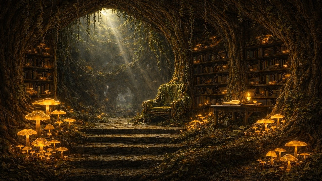 Elven Rest 🌿 Soothing Relaxing Piano | Cozy Fantasy Tree Sanctuary