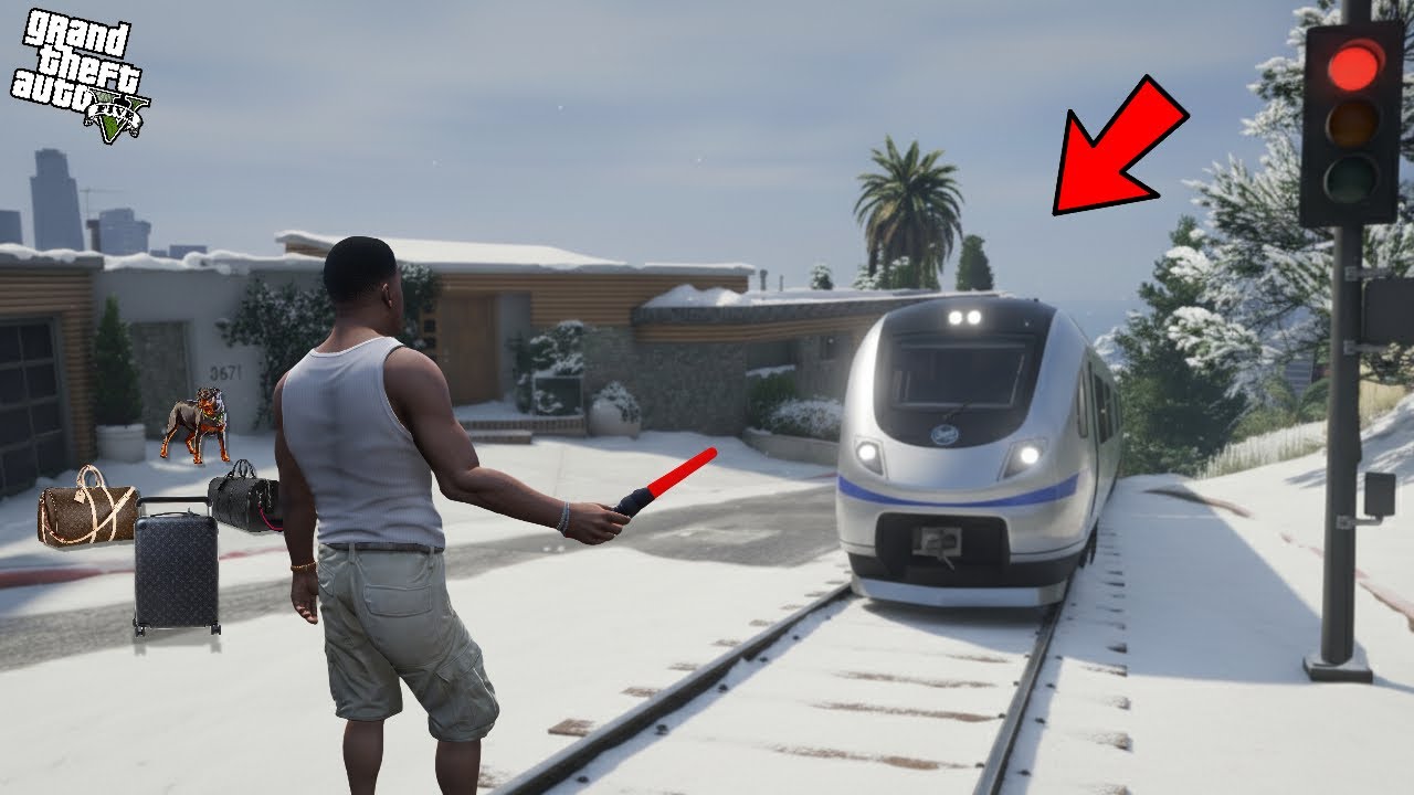 Franklin's AMAZING Snowfall Train Journey in GTA V