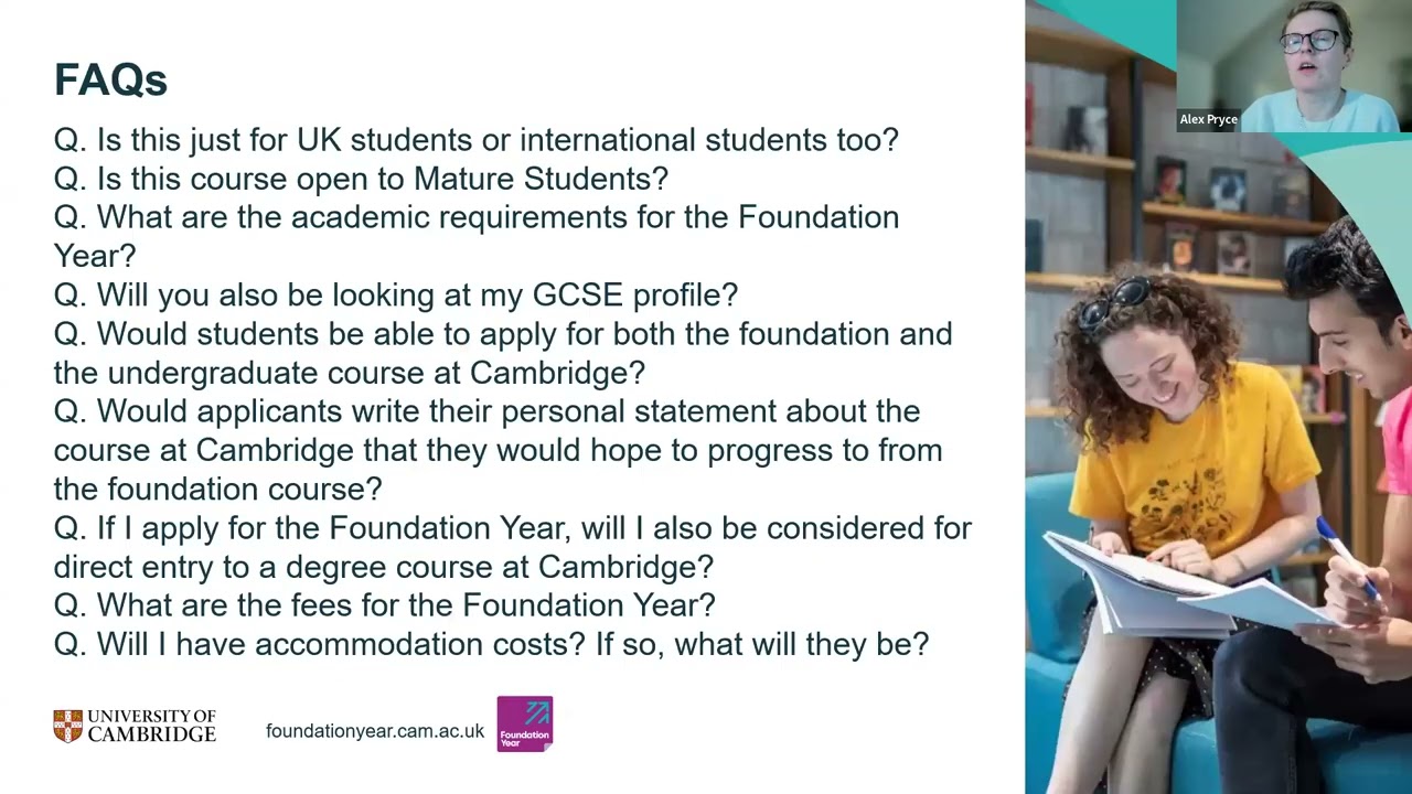 University of Cambridge Foundation Year Applicant Support Programme - Admissions Help Panel 2
