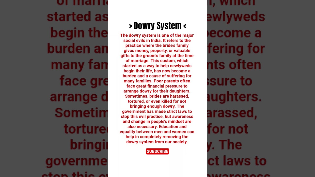 Dowry System - Essay In 100 Words #shorts #english #education #writing #essaywriting