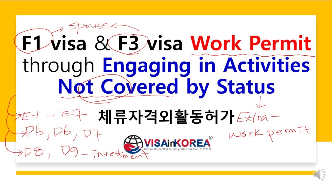 F1 visa F3 visa How to engage in activities not covered by current status 체류자격외활동허가 Work Permit