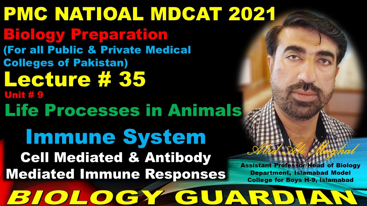 Lecture 35 Biology National MDCAT 2021 | Immune System, Immunity, B & T Lymphocytes, Immune Response