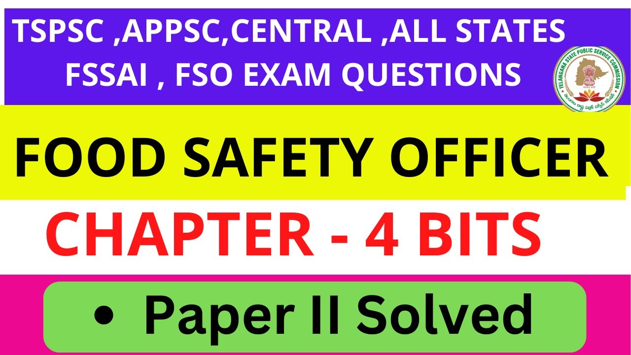 Food safety officer Food Regulations questions || TSPSC FSO| Food safety practice Questions