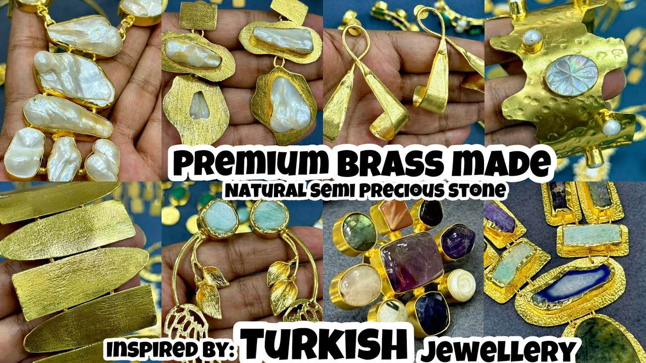Natural Stones Jewellery Manufacturer | Premium Golden Brass Jewellery Wholesale | #brassjewellery