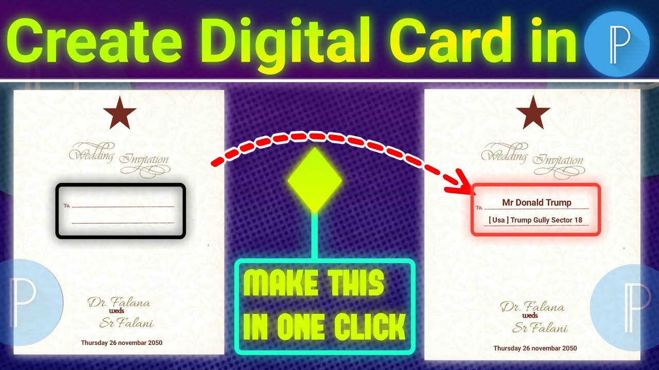 Wedding Card Pe Digitally Name Kaise Likhe | how to write names in card in phone📱 |