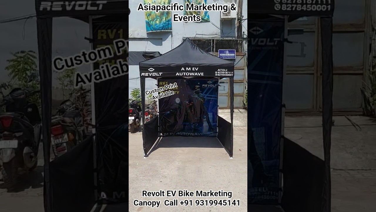Revolt EV Bike Marketing Canopy Tent | Bike Demo & Display Stall Manufacturer & Supplier in India