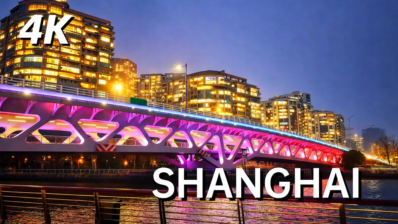 Shanghai Feels Like a Sci-Fi Movie at Night | Xuhui Riverside & Skate Park | China Walking Tour 4K
