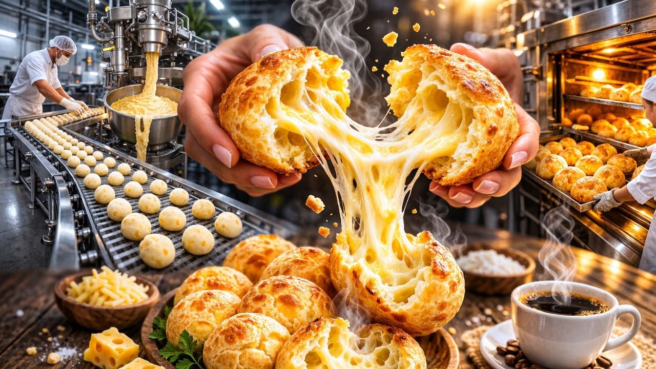 Why Brazilian Cheese Bread Is So Chewy (Gluten-Free Factory Process)