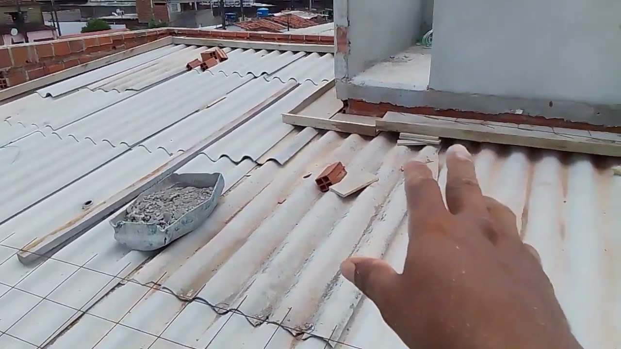 caixaria e medidas de rufo de concreto em coberta de fibrocimento
