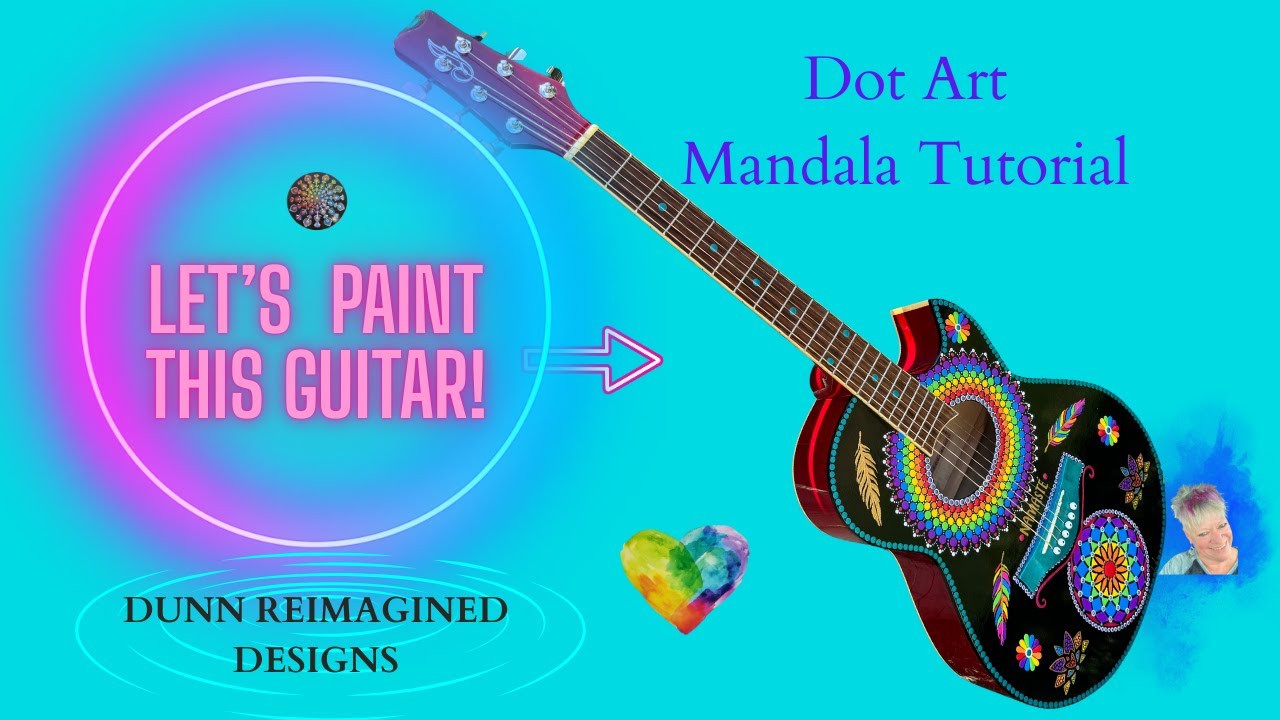 48  Dot Art Mandala on a Guitar