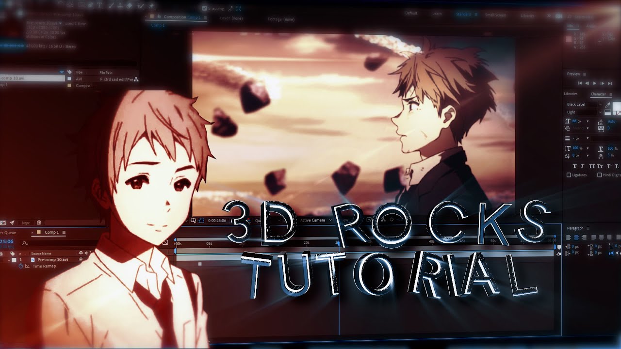 3D ROCKS TUTORIAL- ELEMENT- After Effects AMV Tutorial