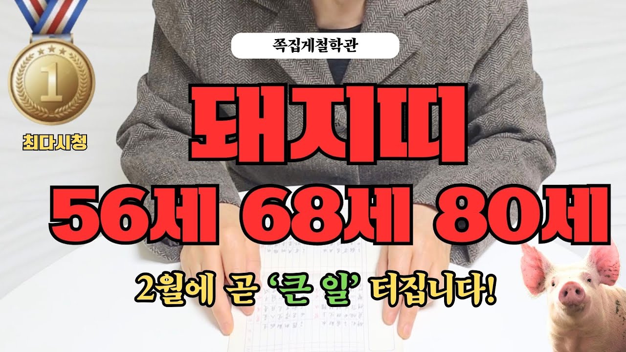[2026년 돼지띠 2월 운세] 56세 68세 80세, 곧 ‘큰 사건’ 하나 터집니다!