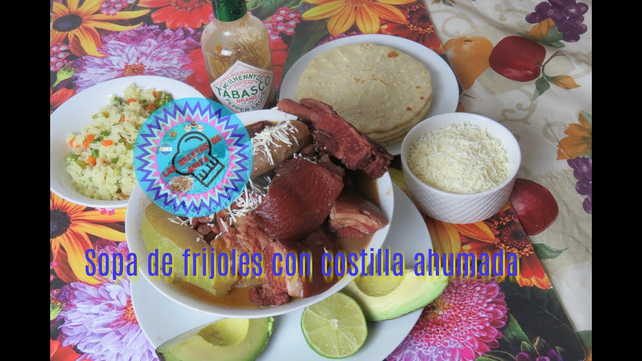 sopa de frijoles con costilla ahumada,  las recetas de anita