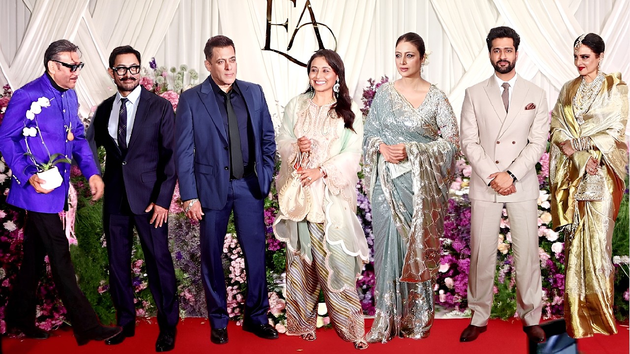Salman Khan, Rani Mukherjee, Aamir Khan, Tabu, Rekha At Sooraj Barjatya Daughter Wedding Reception