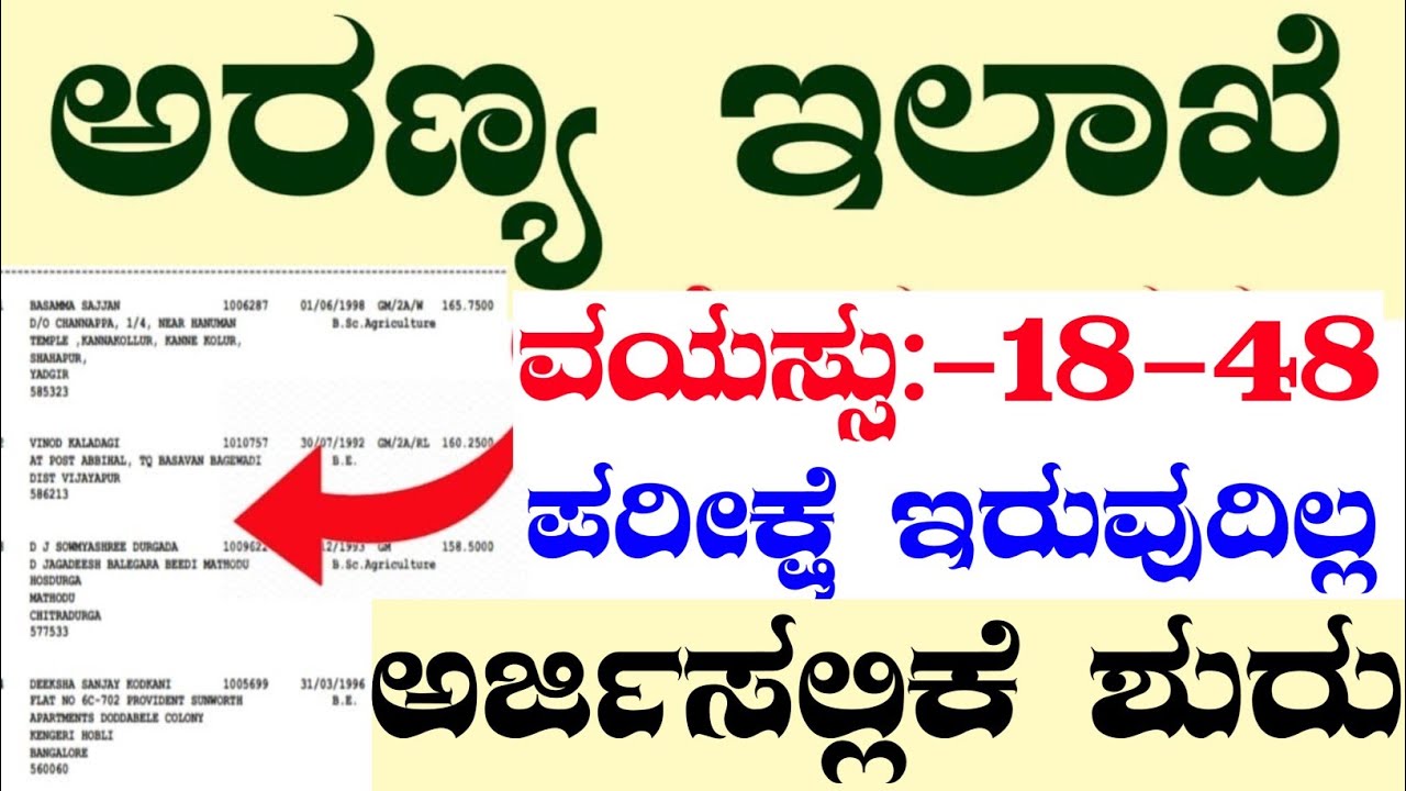 ಅರಣ್ಯ ಇಲಾಖೆ ನೇಮಕಾತಿ,Forest Department Recruitment,Karnataka Forest Department Recruitment,forest job