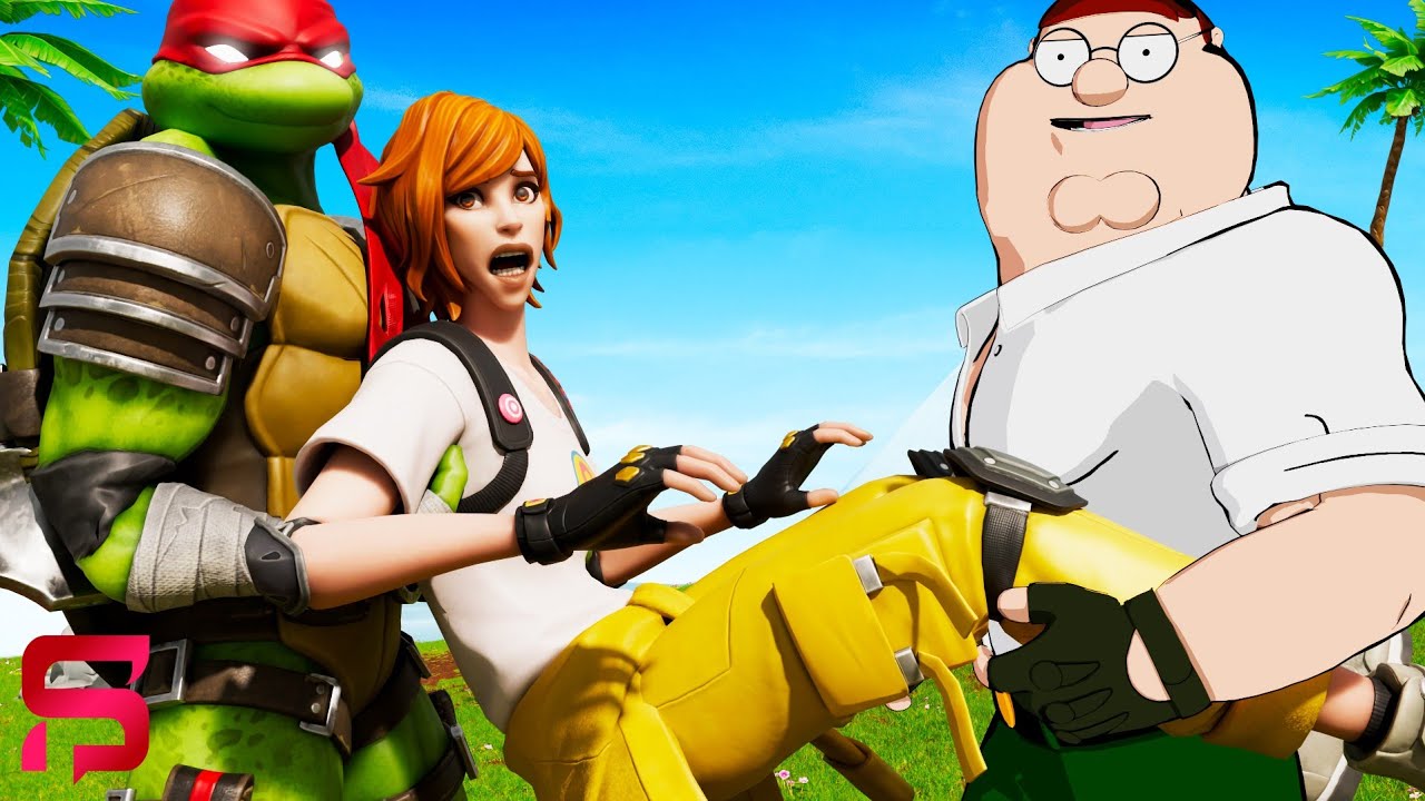 Teenage Ninja Mutant Turtles & Peter Griffin FIGHT for April's LOVE.. Fortnite Movie