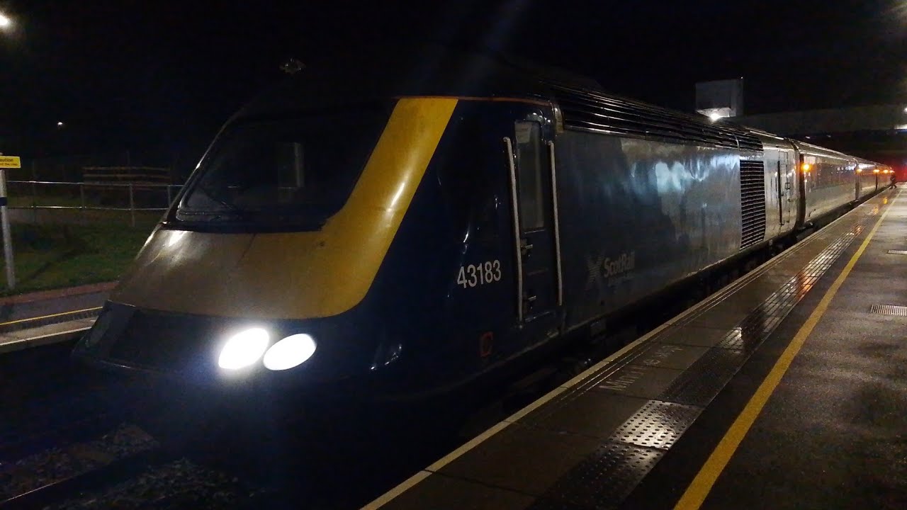 43183 & 43179 seen at a dark Inverness Airport 17/1/26