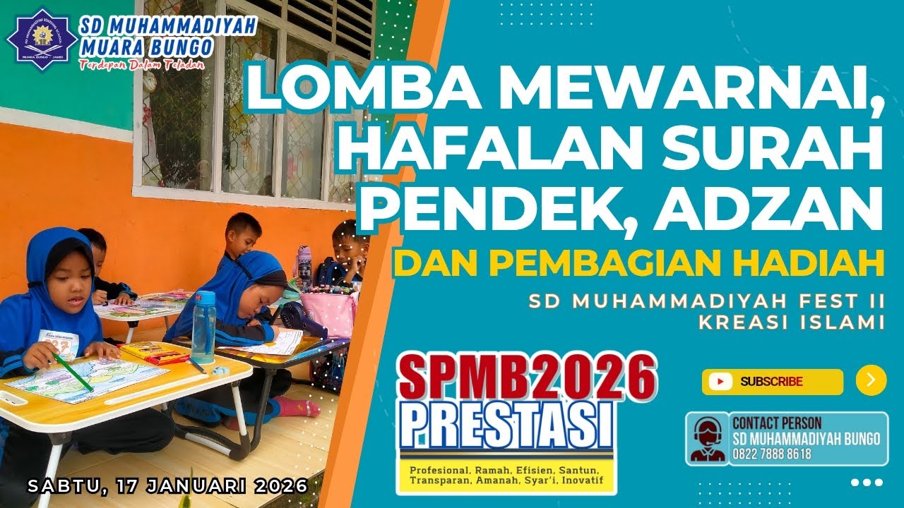 Lomba Mewarnai, Hafalan Surah Pendek, Adzan & Pembagian Hadiah SD Muhammadiyah Fest II