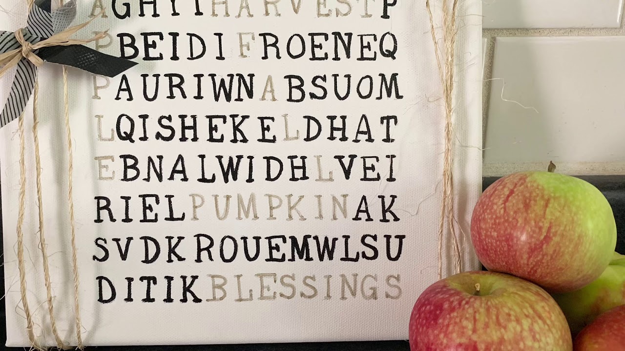 DIY Fall Word-search Wall Decor / Farmhouse Decor / Dollar Tree / Budget Wall Decor /