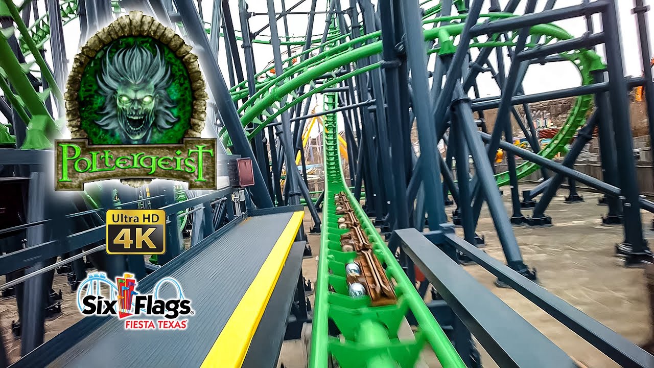 2022 Poltergeist Roller Coaster On Ride Front Row 4K POV with Queue Six Flags Fiesta Texas