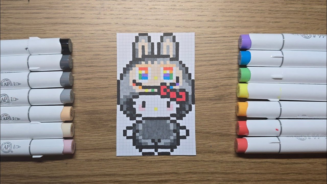 Hello Kitty x Secret Labubu Pixel Art Drawing