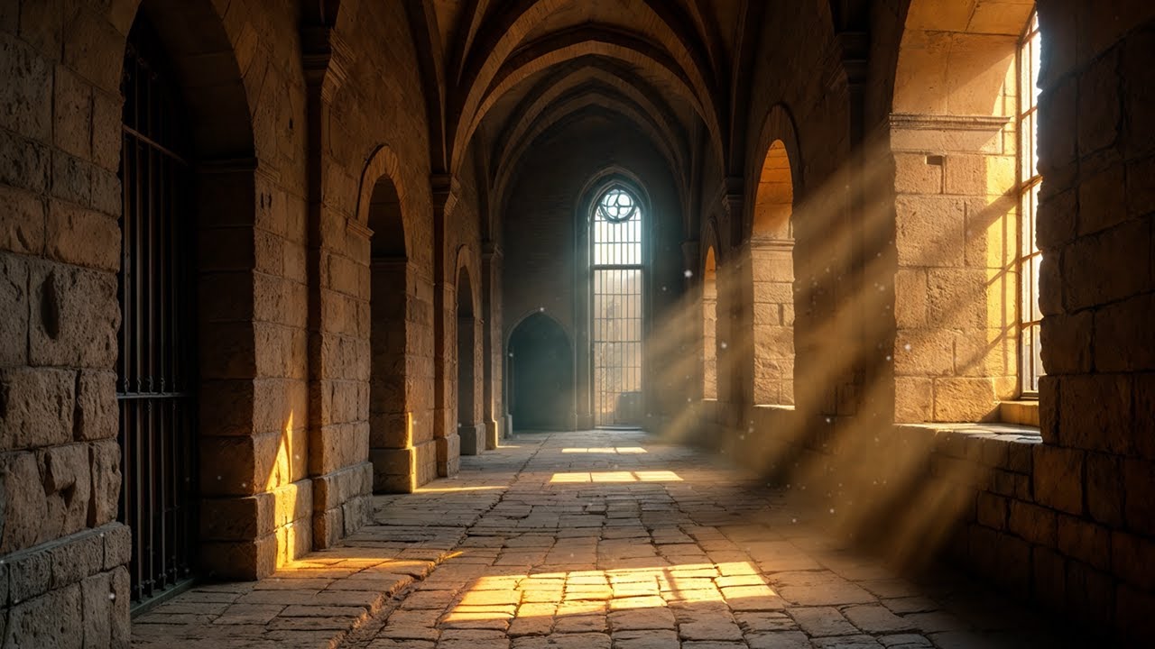 A Castle Corridor with golden sun rays and the sound of a gentle wind