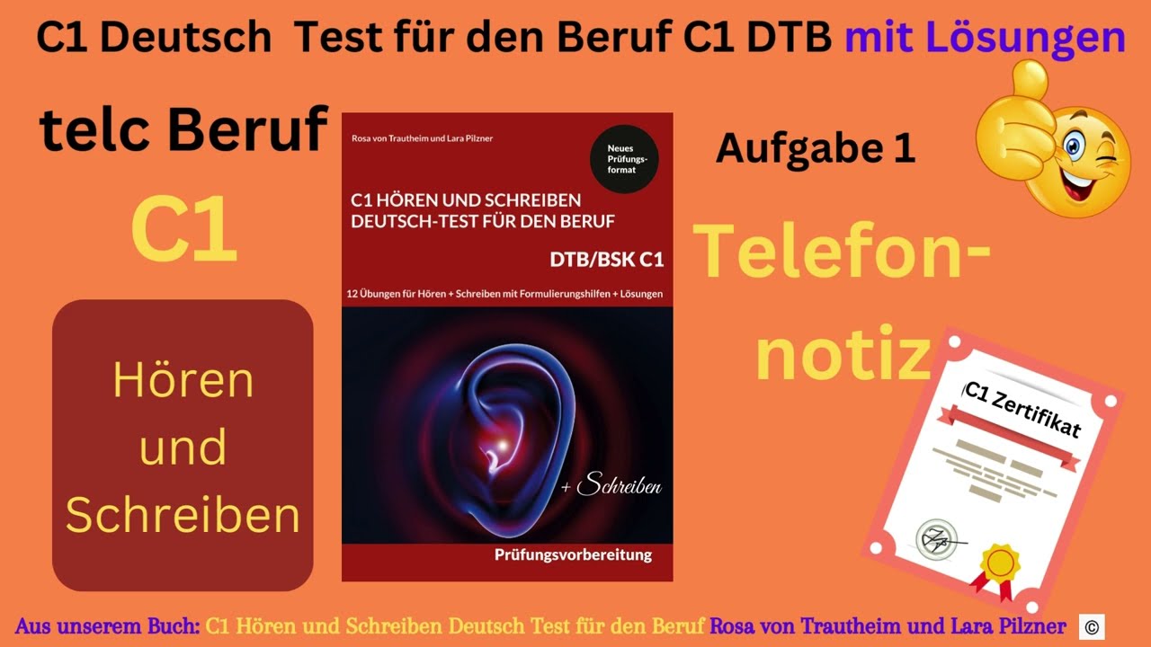 Hören und Schreiben Beruf C1 * Deutsch - TEST für den Beruf C1 DTB * telc *   Telefonnotiz schreiben