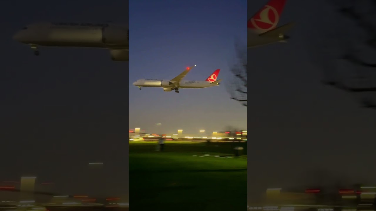 Turkish airlines Boeing 787–9 coming from Istanbul to landing ￼Heathrow Airport London