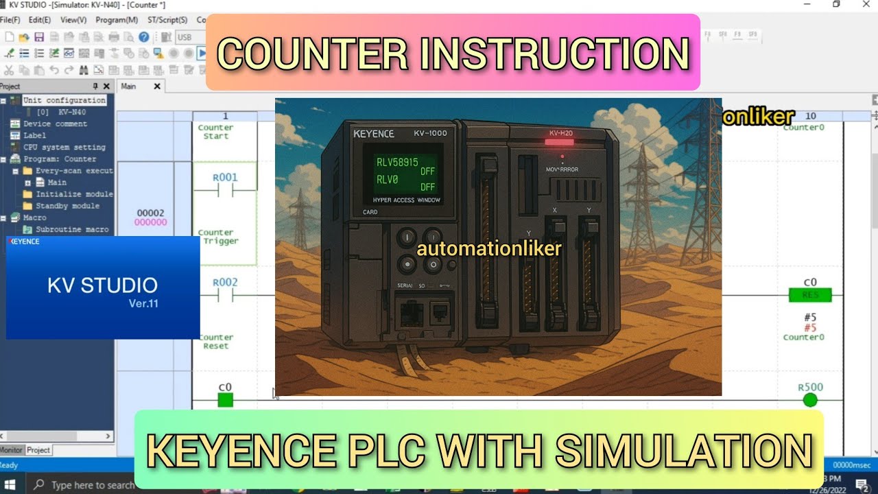 KV Studio: Counter instruction Keyence PLC with simulation