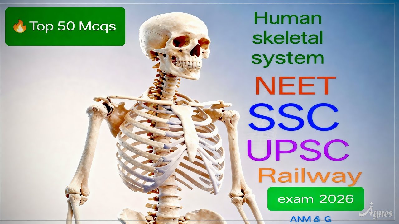 Human Skeletal System MCQs🔥 | 50 Questions for NEET & Govt Exams|SSC |Railway |ANM | GNM Exam's 2026