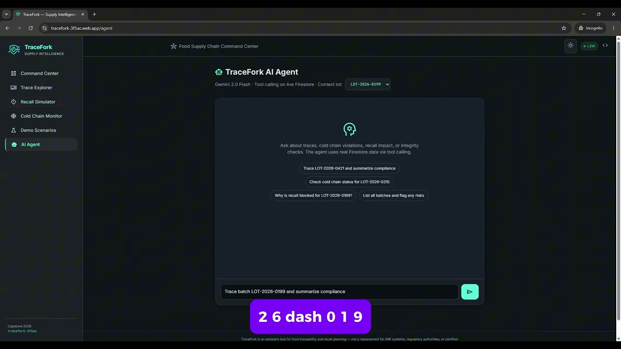 TraceFork: AI Food Supply Chain Traceability & Recall Agent | Kaggle Capstone 2026