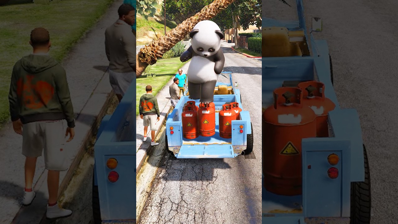Panda Jumped On Franklin's Truck To Stop Bomb Blast! 🐼🔥#gta5 #panda