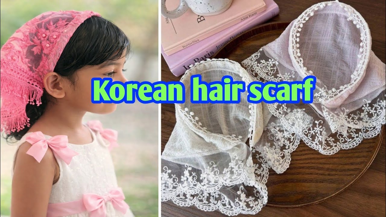 Korean hair scarf making at home/trending Korean hair scarf style #hairscarf #hairstyle 