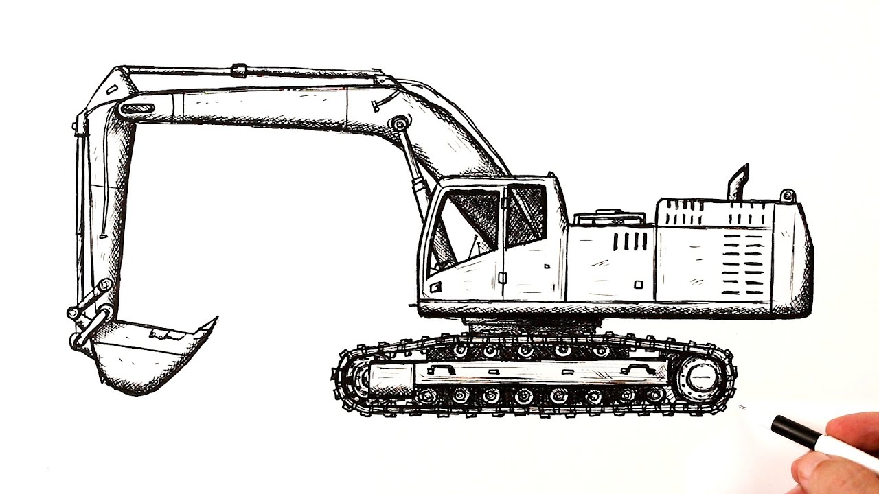 How to draw a Excavator easy