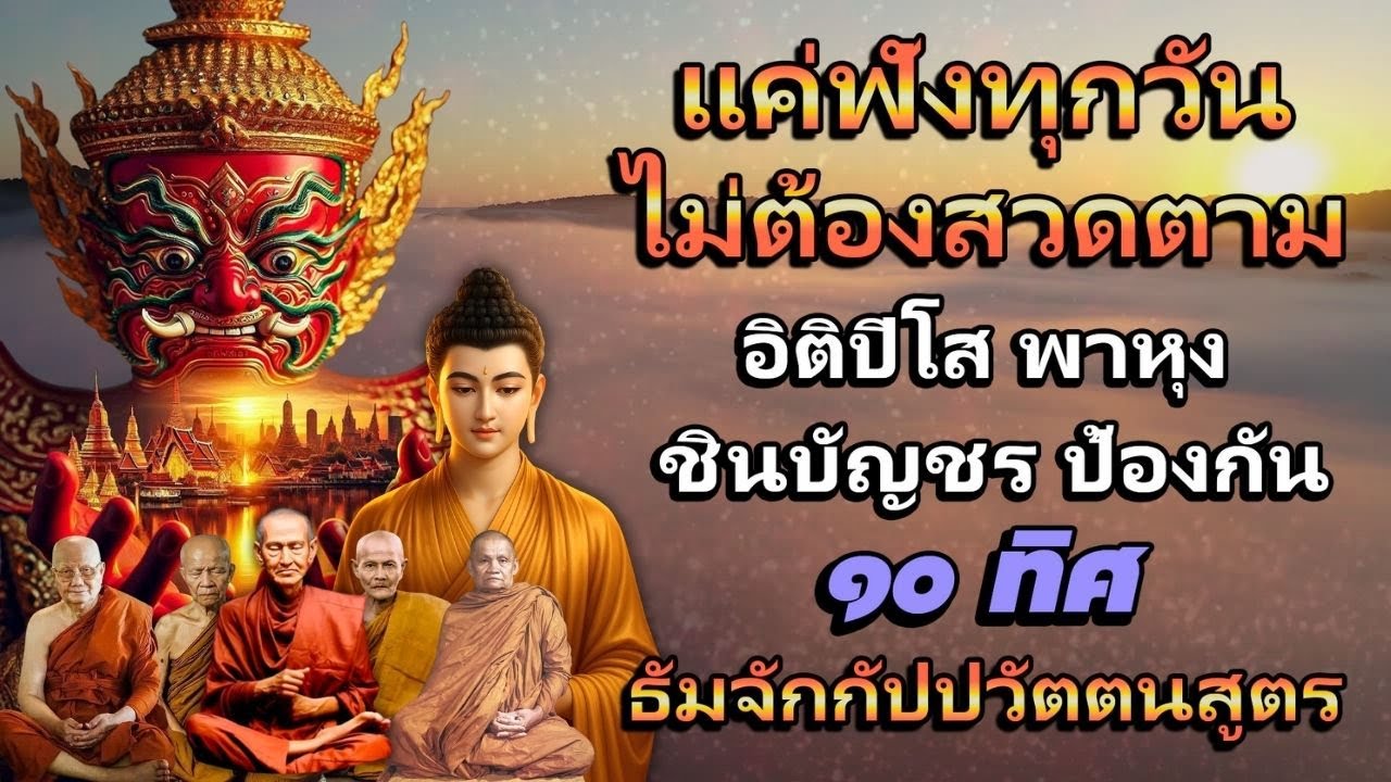 บทสวดชินบัญชร  สวดมนต์ก่อนนอน ป้องกันภัย ๑๐ ทิศ 🙏 ธัมจักกัปปวัตตนสูตร ยอดพระกัณฑ์ไตรปิฎก