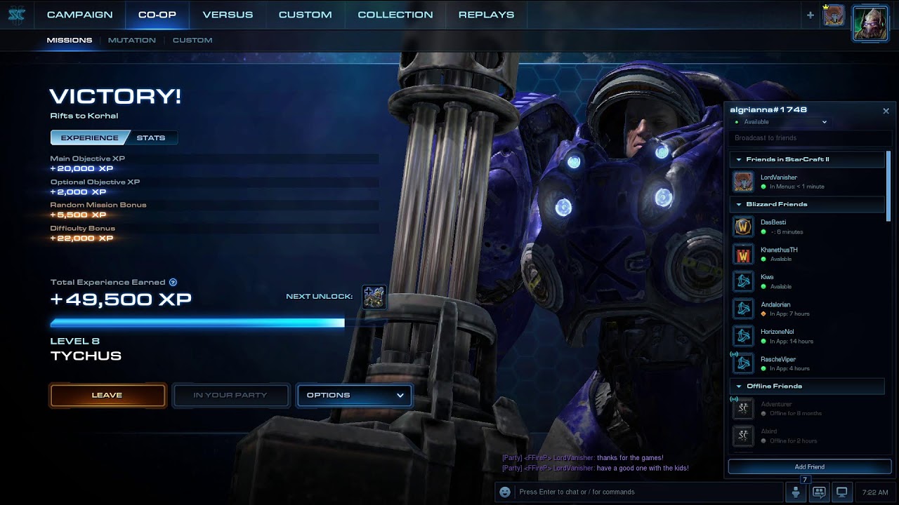 Starcraft 2 coop leveling Tychus P0 level 1 on EU